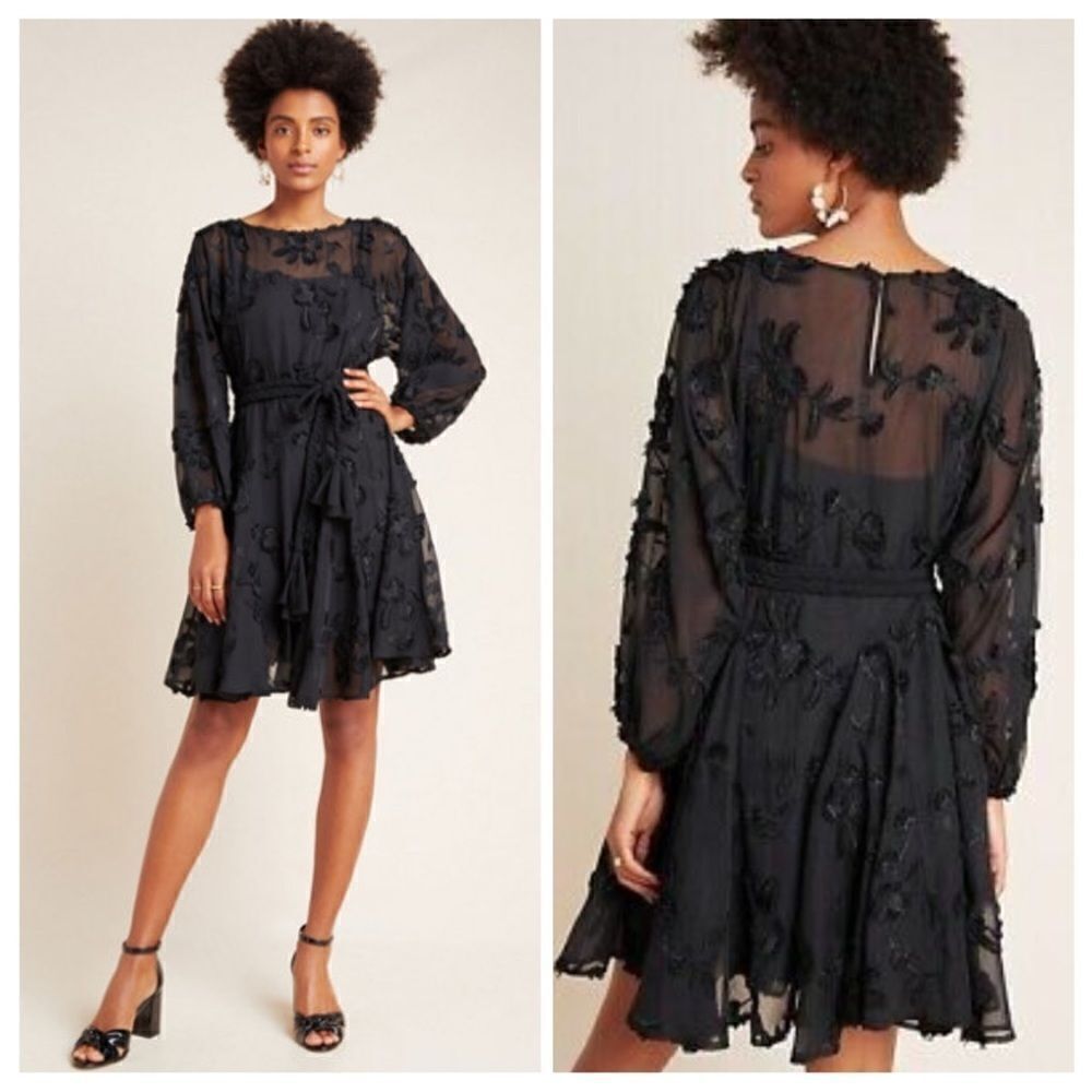 Anthropologie Amal Embroidered flared dress